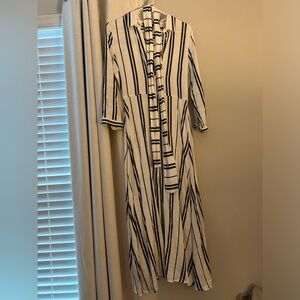 Zara linen blue and white striped dress